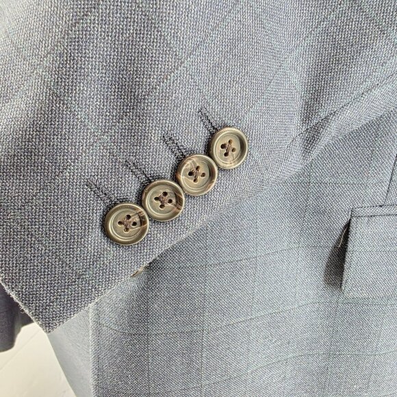 RALPH LAUREN Mens 50 Long Silk Wool Sport Coat Jacket Blazer Blue Plaid - Picture 7 of 12